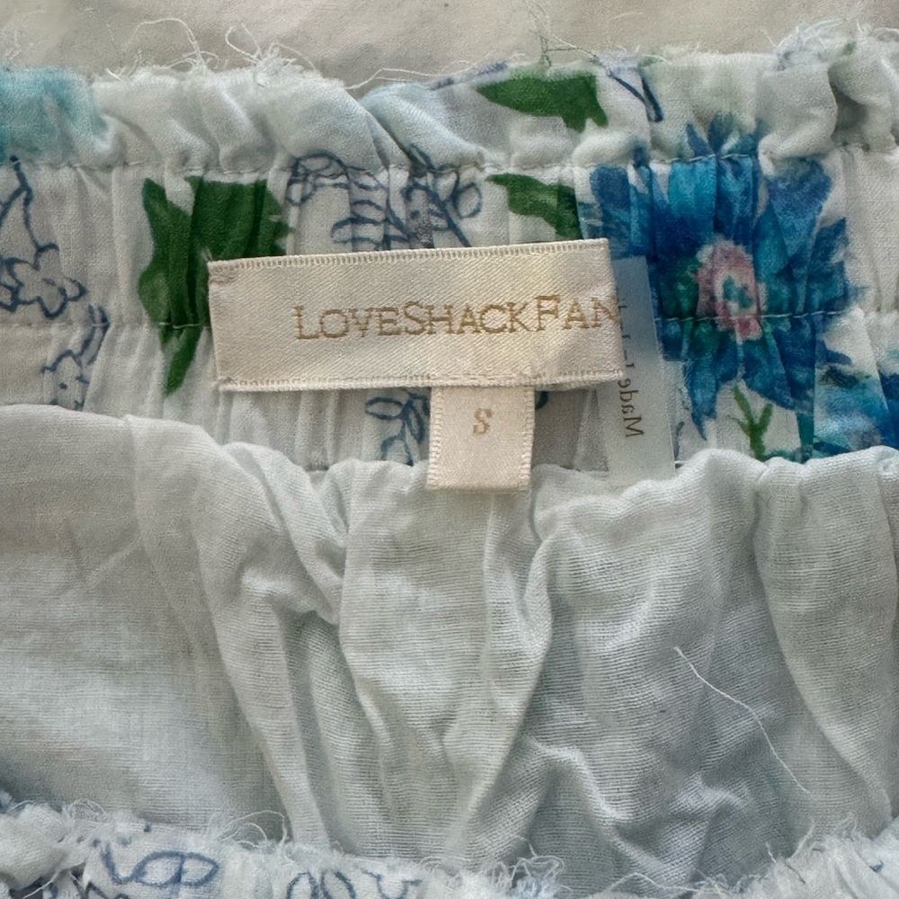 Love Shack Fancy Floral White and Blue Women's Skirt - Picture 3 of 4